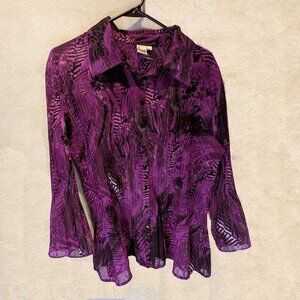 Purple and black crinkle finish blouse by SASH Size Large